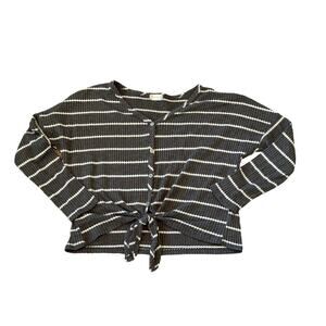 Altar'd State Shirt, size Medium, Dark Gray & Cream stripes